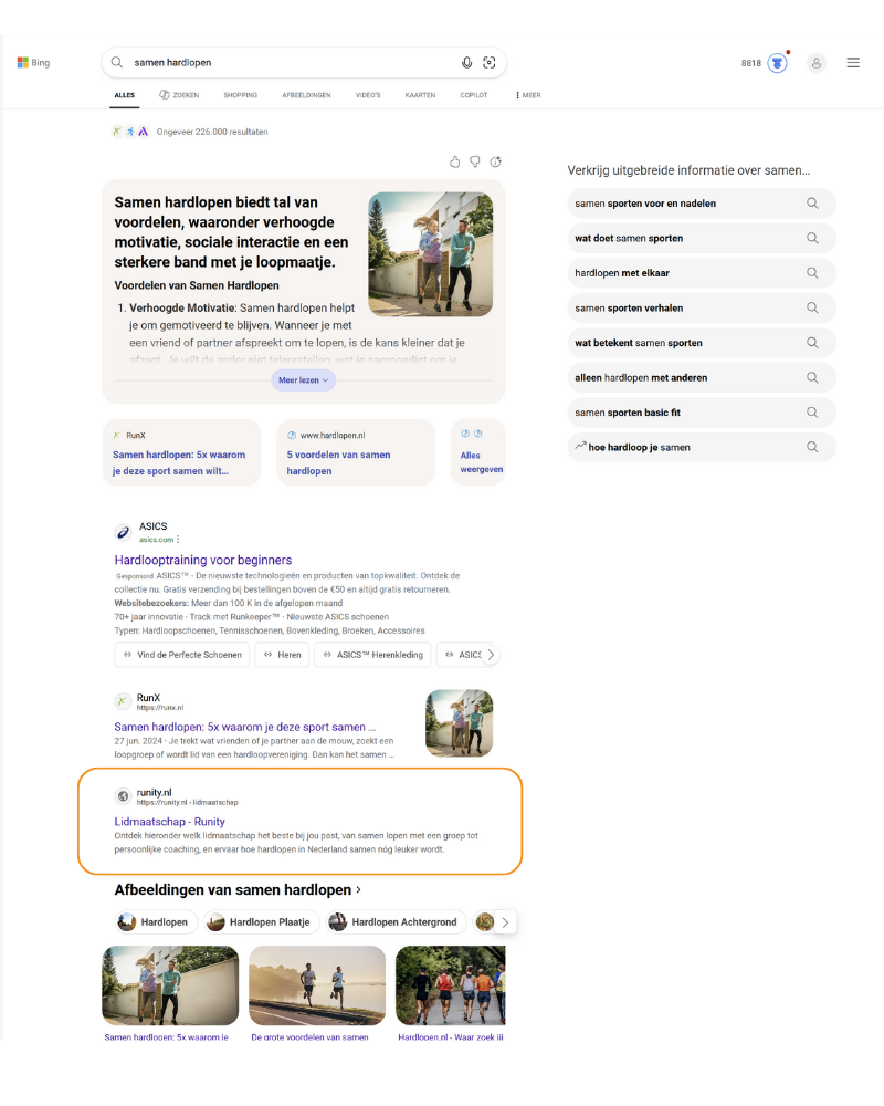 SEO Google Resultaten Runity Klantcasus